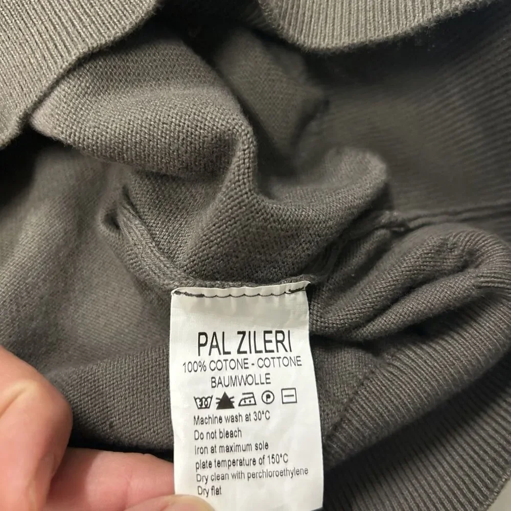 Pal Zileri Men's V-Neck Pullover Sweater Brown Cotton Size 52